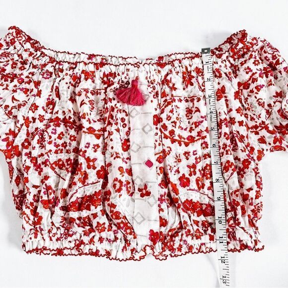 Poupette St. Barth Rachel Georgette Paisley Long Sleeve Crop Blouse Sz M NWT - Picture 9 of 10